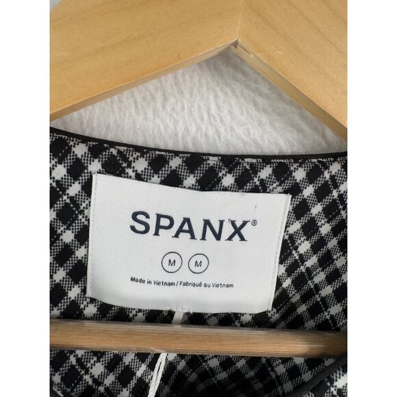 Spanx ponte black white plaid blazer jacket preppy money office sz M - Picture 2 of 6